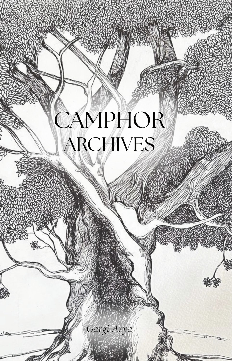 Camphor Archives cover — illustration of a camphor tree by Biplab Roy